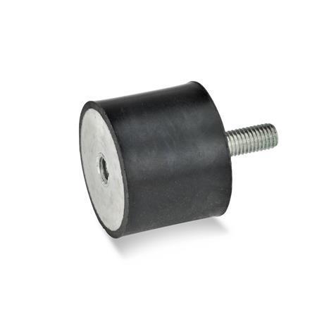 J.W. WINCO GN351-50-30-M10-ES-55 Rubber Bumper Internal Thread and Threaded Stud 351-50-30-M10-ES-55